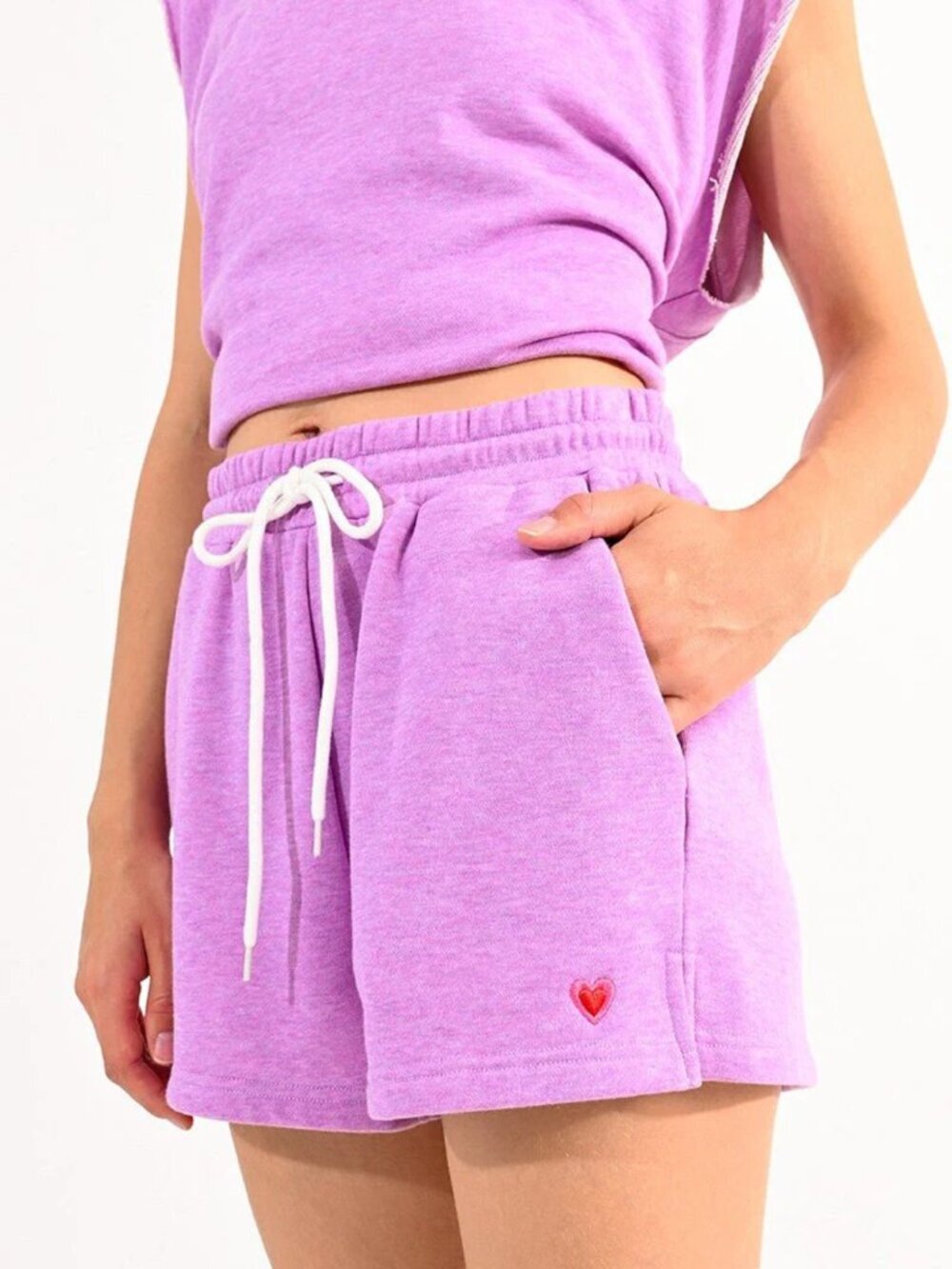 Lili Sidonio Lilac Heart Logo Lounge Shorts